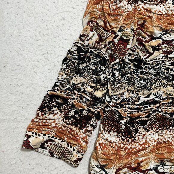 Chico's Size 2 Women's Large Animal Snakeskin Ruched Full Zip Sweatshirt Jacket - Picture 6 of 12